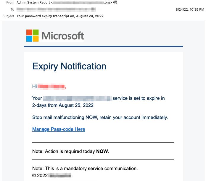 Microsoft password phish