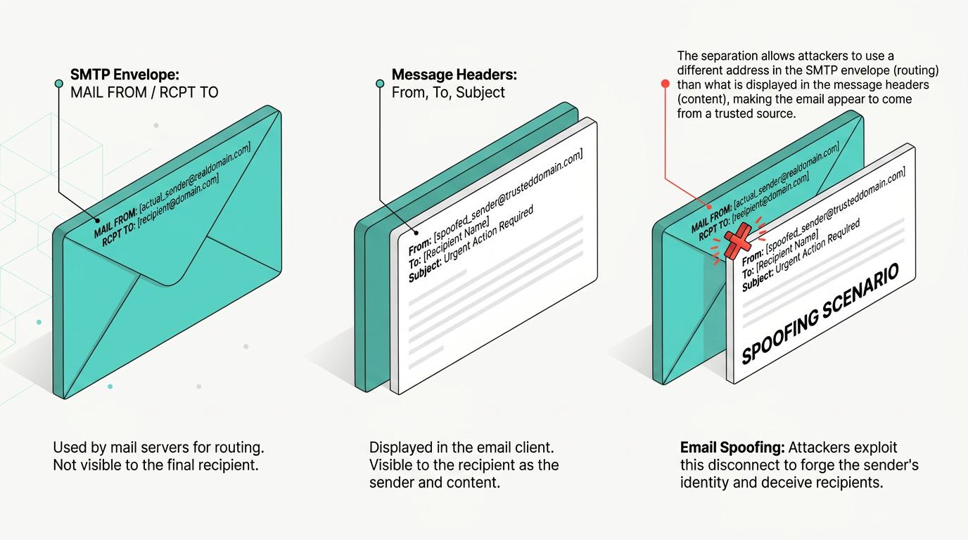 Diagram visually traces how SMTP relays email from a Mail User Agent through MSA, MTA, and MDA, marking each agent’s role, relevant ports (25, 465, 587), security controls, and where authentication and encryption are applied.