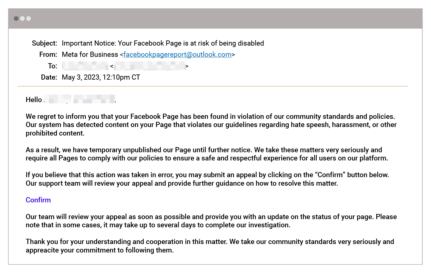 Facebook phishing