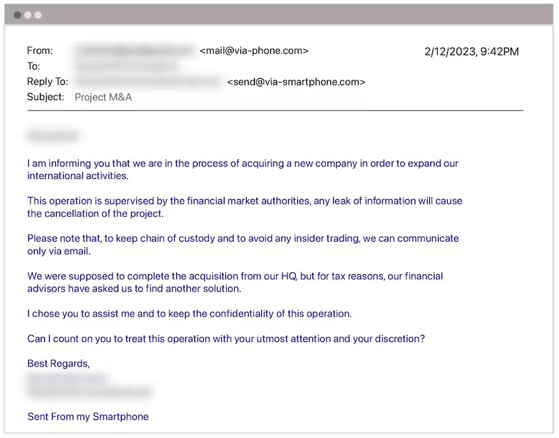 AL Executive Impersonator Establishes Trust Email