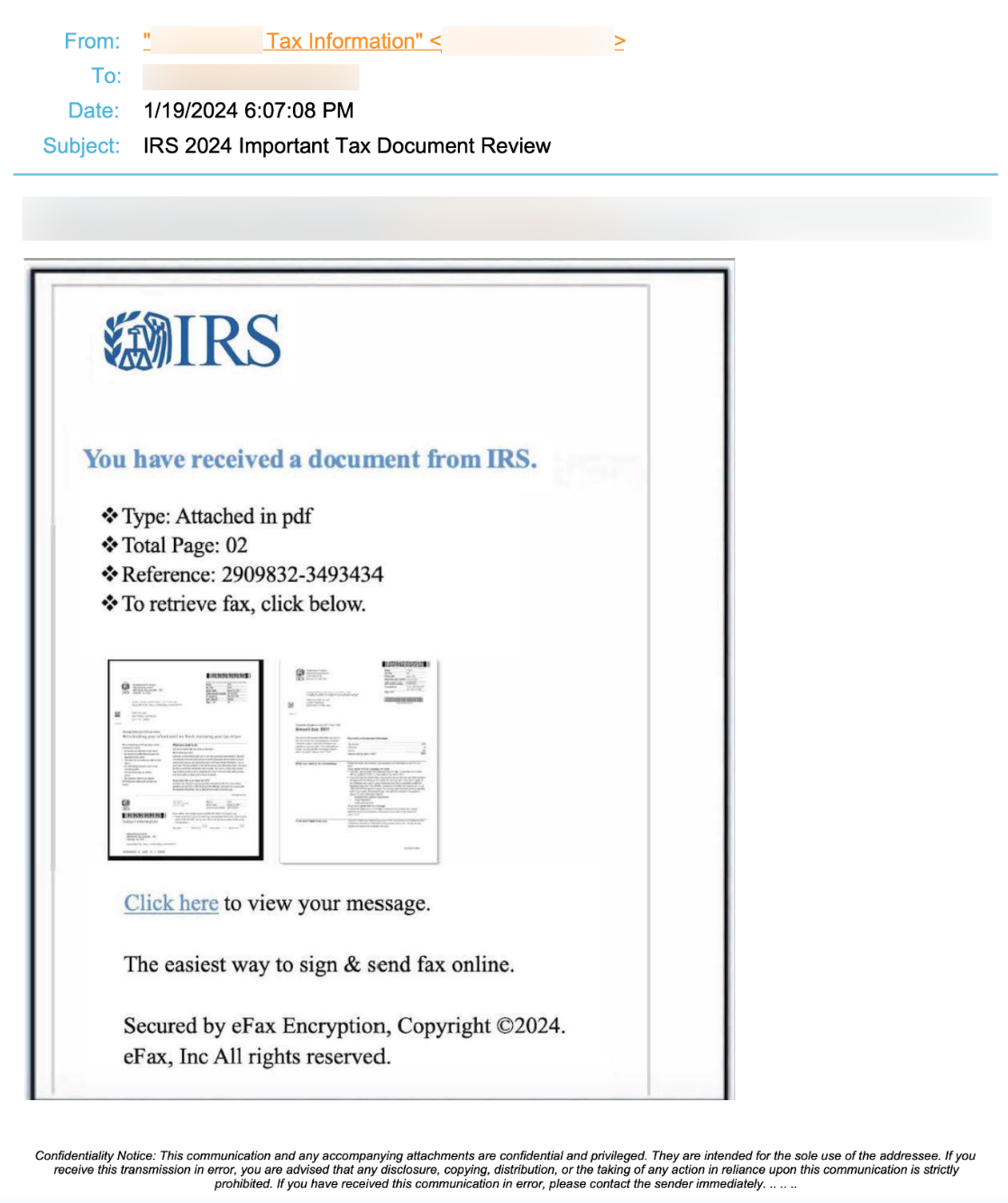 AL IRS Impersonator Email