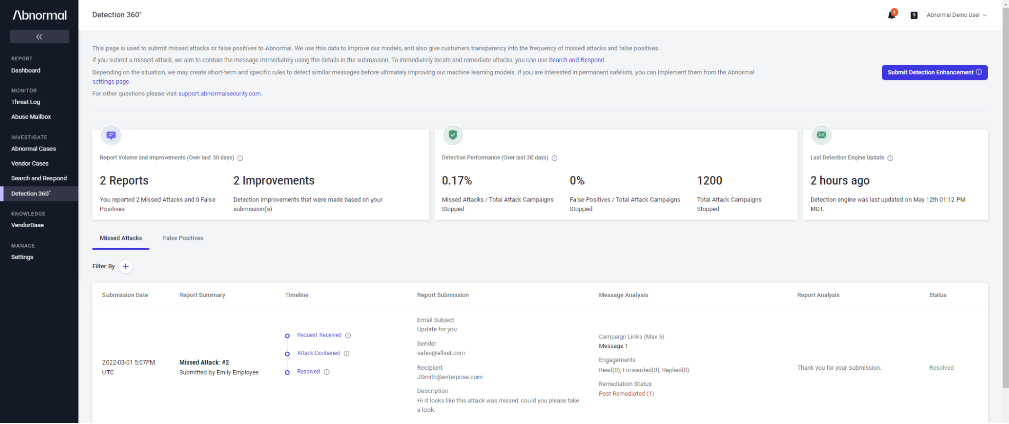 Detection 360 Interface