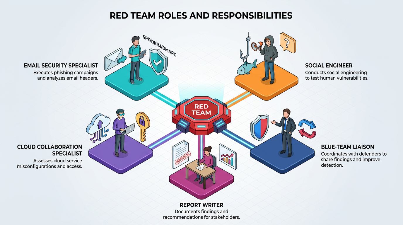 Colorful diagram compares two approaches: traditional vulnerability scans, which list theoretical weaknesses, versus red team cybersecurity, which simulates a real attacker to reveal practical gaps and test organizational detection and