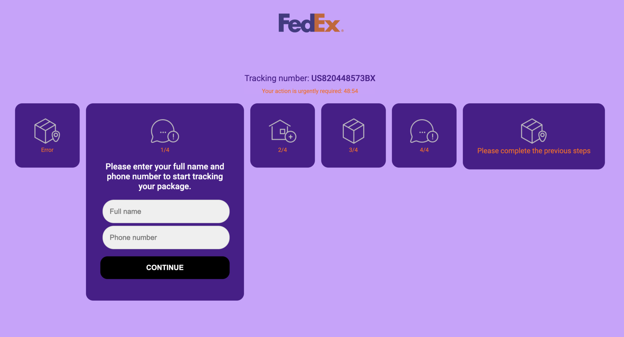 Fedex phishing page 4