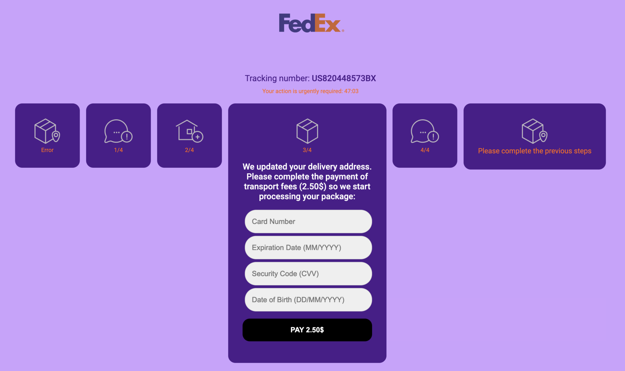 Fedex phishing page 6