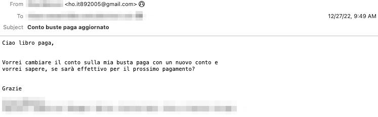 Italian payroll diversion