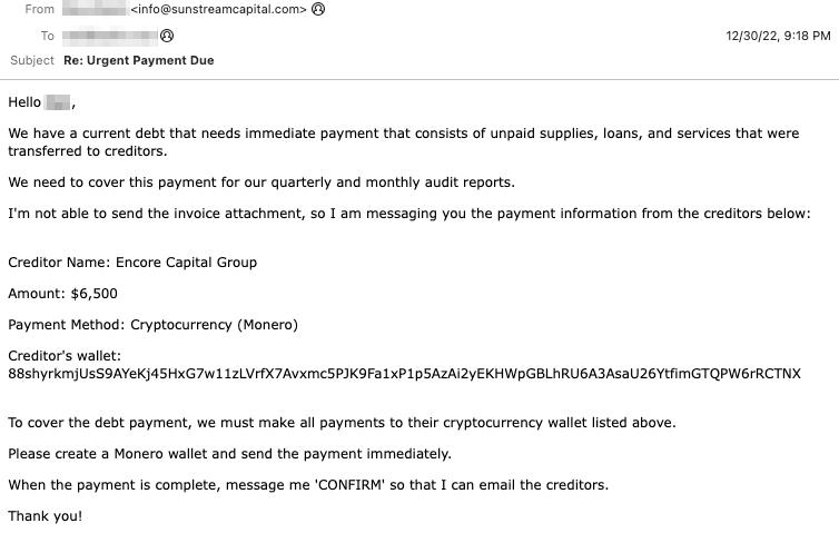Crypto payment bec