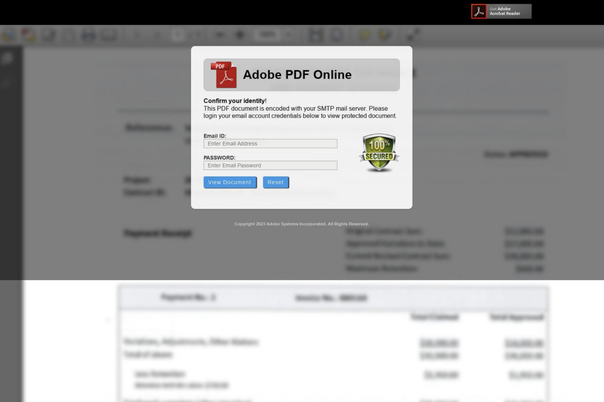 Attack Library Dual Phishing Fake Billing Scam Login