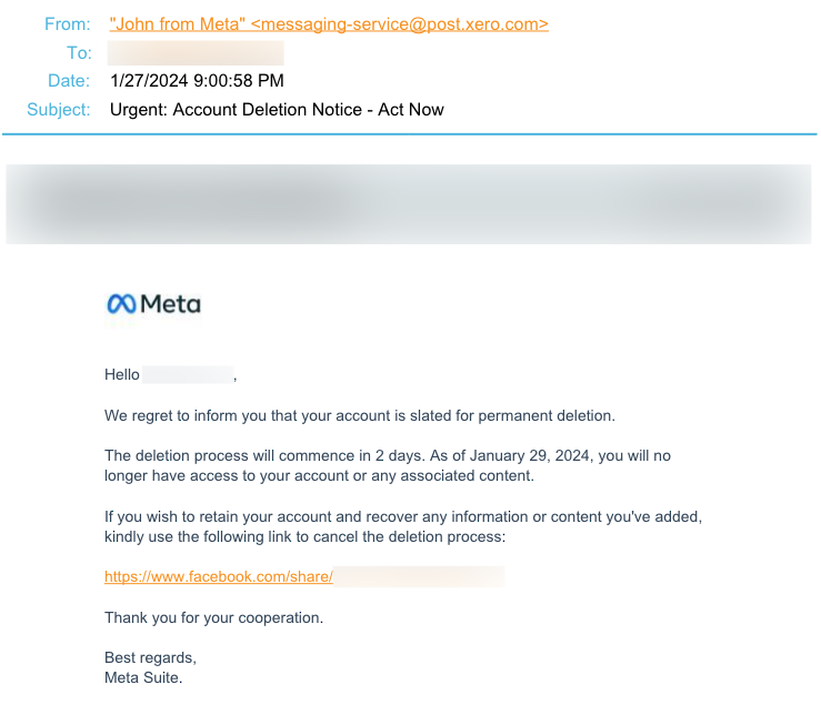 AI Meta Impersonator Exploits Legitimate Domain Email E