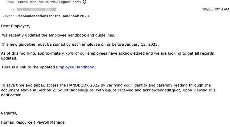HR Policies Phishing Attacks Link Based Phishing Email