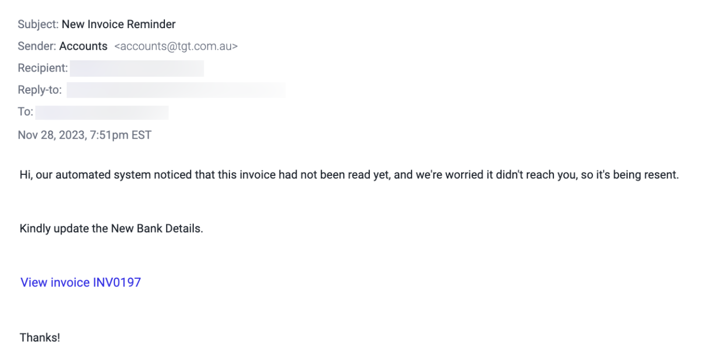 Attack Library Dual Phishing Fake Billing Scam Email E