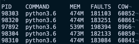 Top output CoW faults