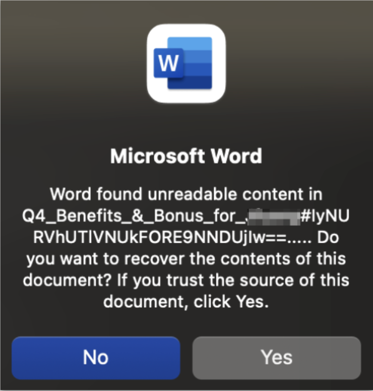 Corrupted Word Doc QR Code Phishing File Recovery