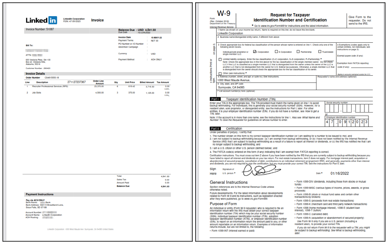 Cobalt terrapin invoice w9