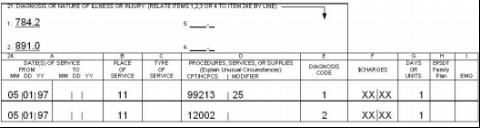 CMS 1500 claim form example of ICD-9-CM example 1