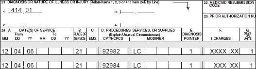 Claims Filing Instructions ICD-9-CM example