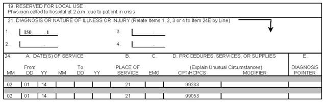 After hours code claim example 2