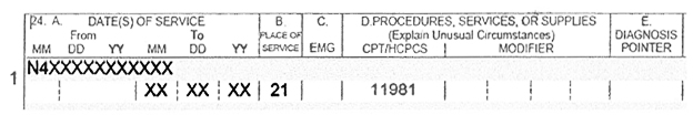 Reimbursement for LARC devices example claim form