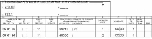 CMS 1500 claim form example of ICD-9-CM example 2