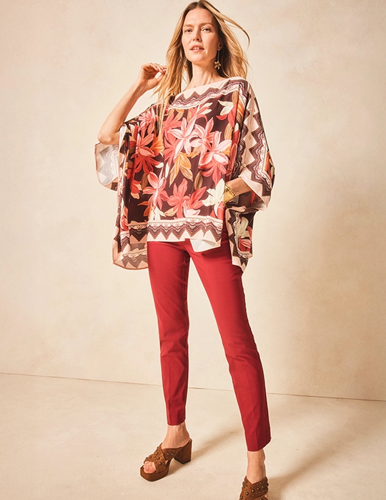Printed Silk-Twill Popover Midi Dress | Chico's