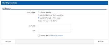 image of the Identify Licensee login screen.
