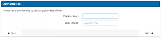 image of the User Authorization login screen.