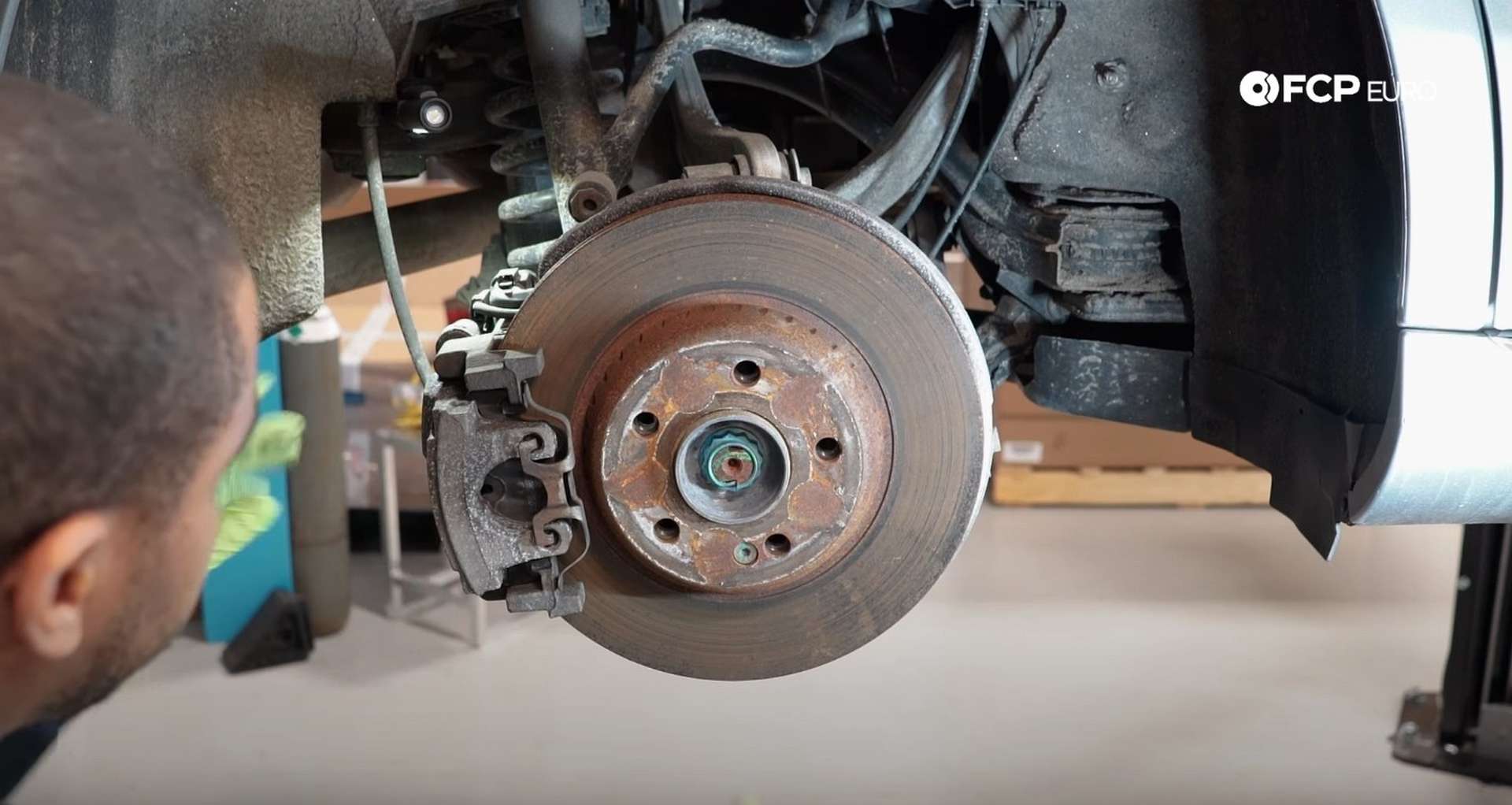 DIY Mercedes W205 Rear Brake Service removing the calipers anti-rattle clip
