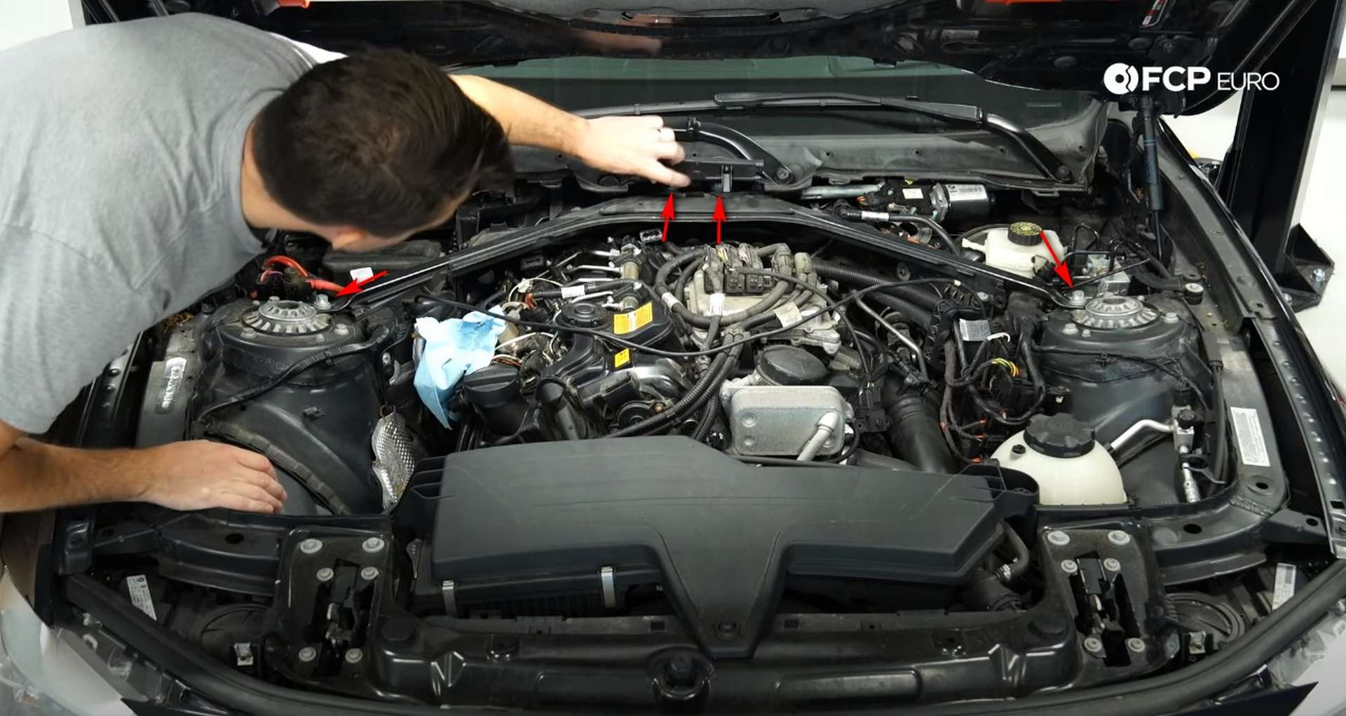 DIY BMW N20 Vacuum Pump strut brace bolt locations