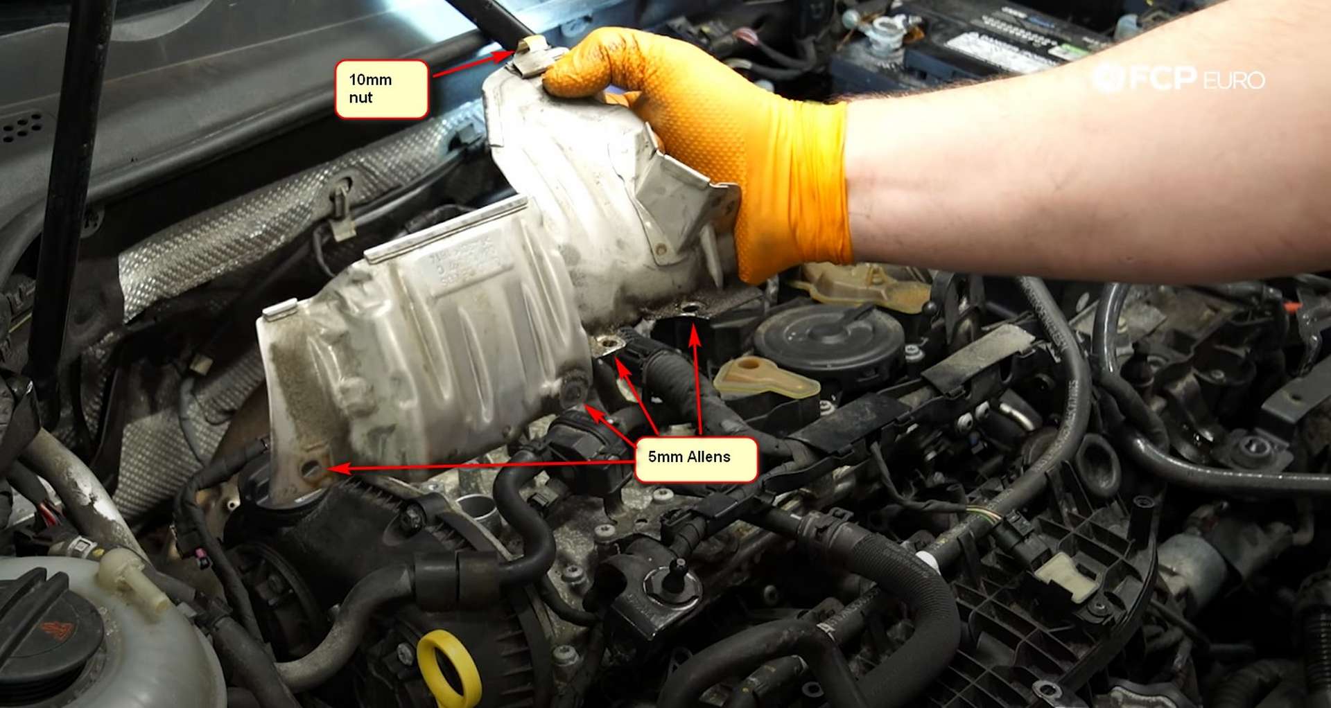 DIY MK7 VW GTI Turbocharger Upgrade heat shield fastener locations