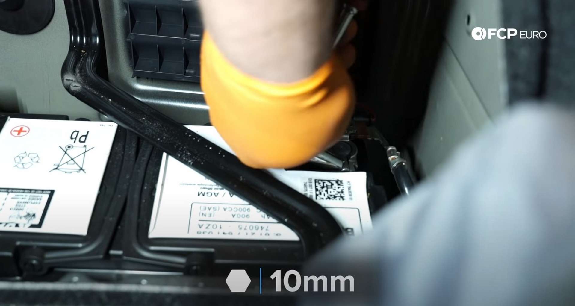 DIY BMW F30 Oil Filter Housing Gasket Replacement reconnecting the ground terminal to the battery