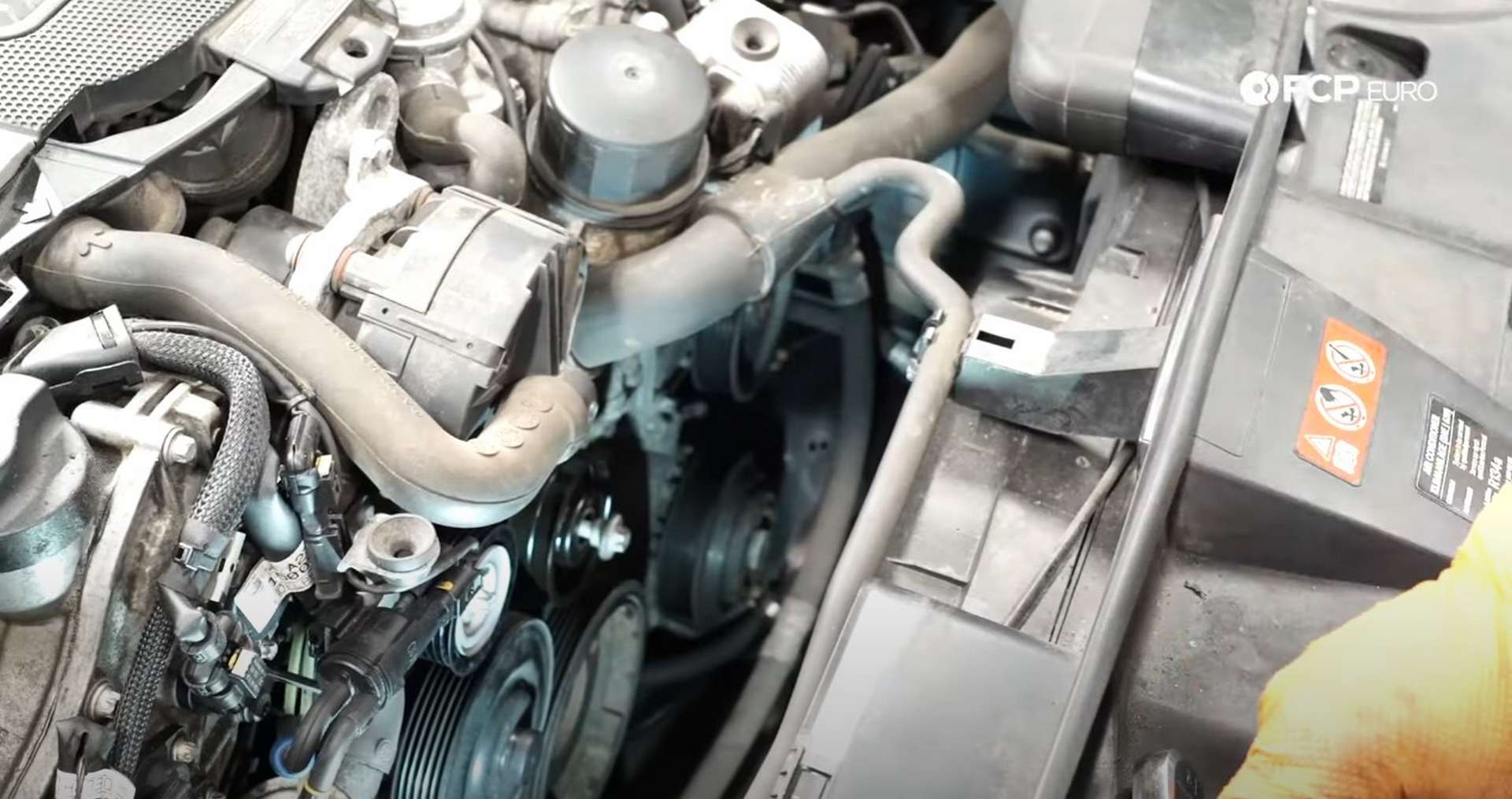 DIY Mercedes W212/204 Alternator and Drive Belt Replacement installing the other idler pulley
