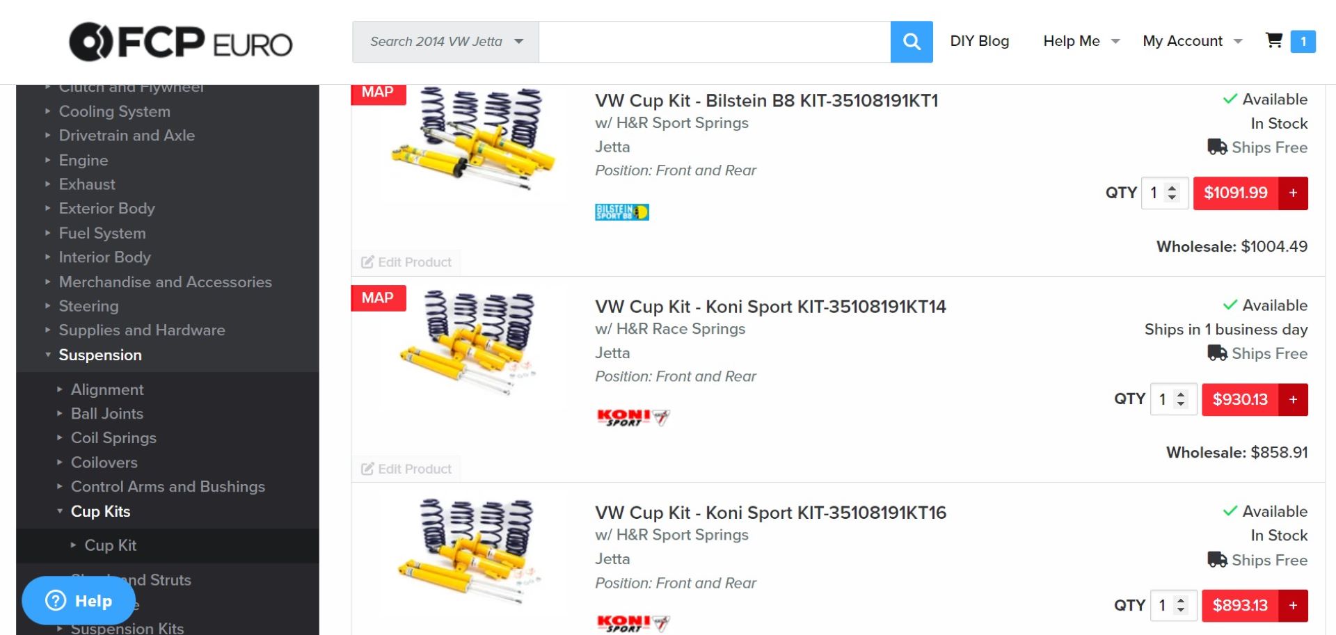 FCP_Euro_Volkswagen_Mk6_GLI_Suspension_Guide_Spring_And_Damper_Options