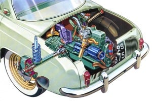 Renault-Dauphine_drawing-engine-and-suspension