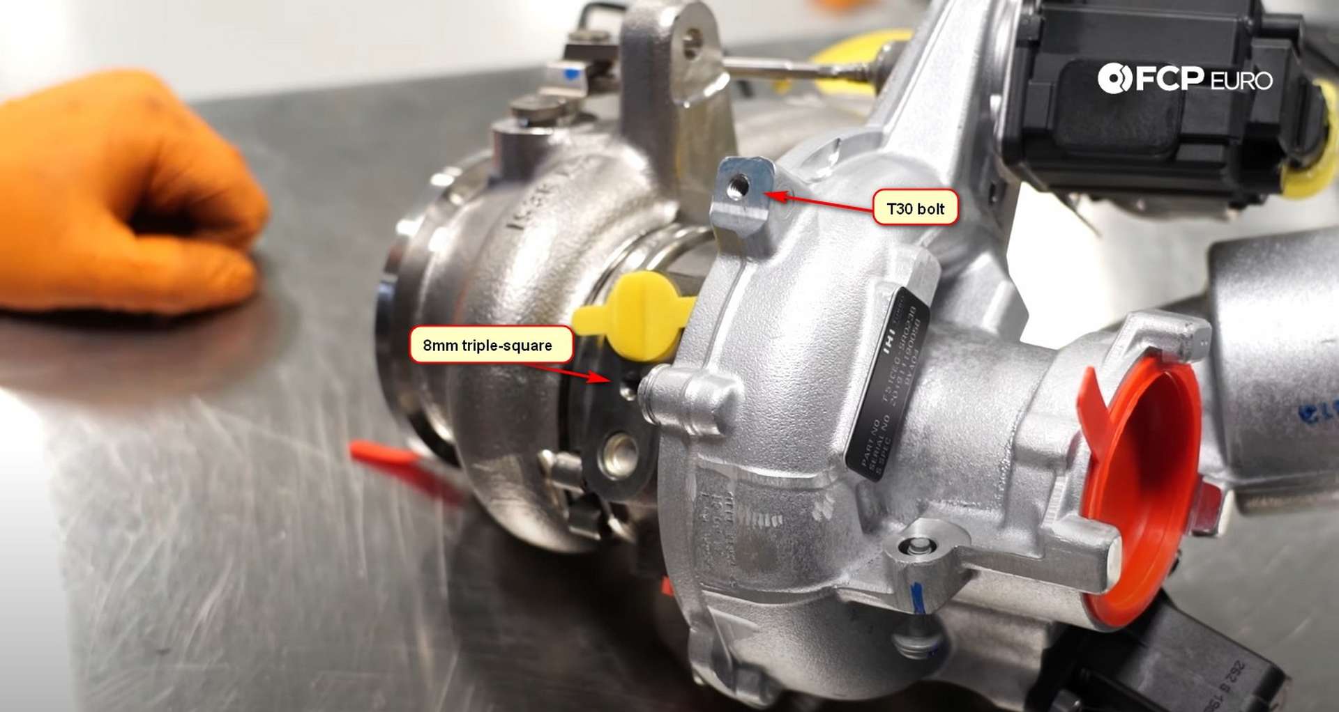 DIY MK7 VW GTI Turbocharger Upgrade bolt locations on new turbo