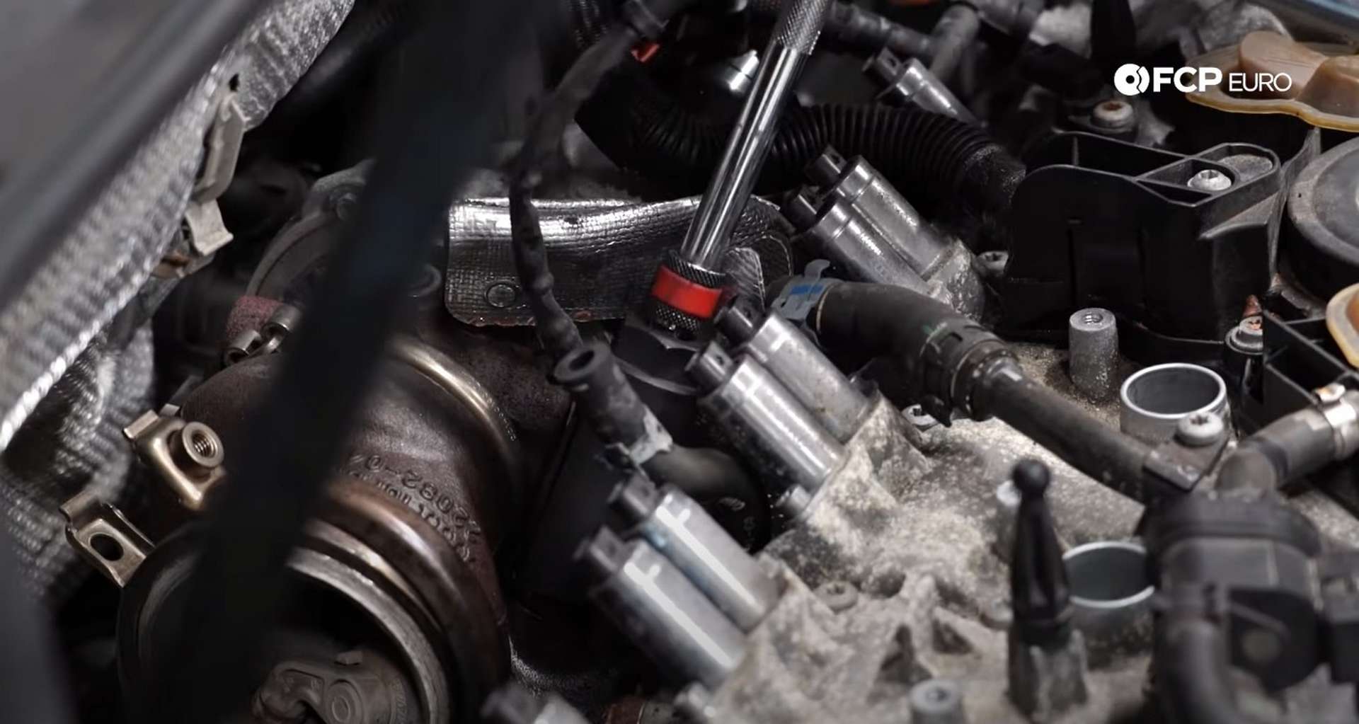 DIY MK7 VW GTI Turbocharger Upgrade removing O2 sensor from the turbocharger