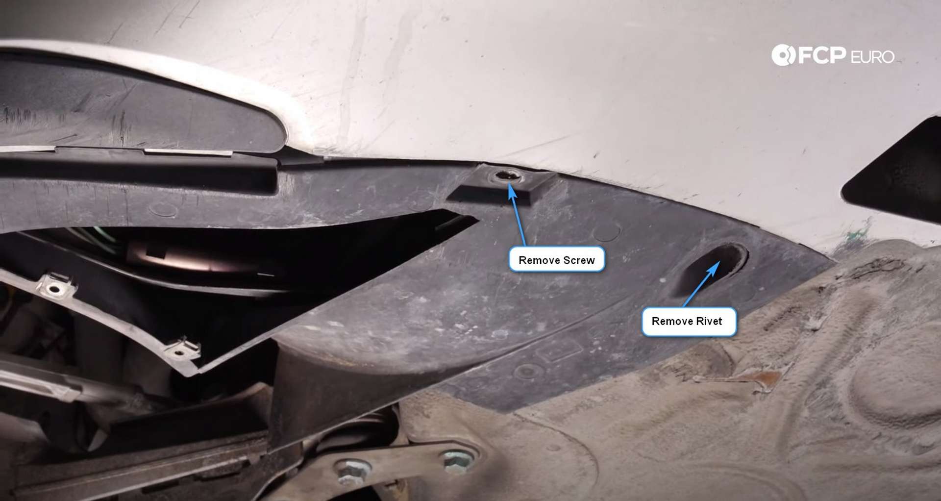DIY Porsche 996 Radiator Replacement fender liner to bumper screw and rivet