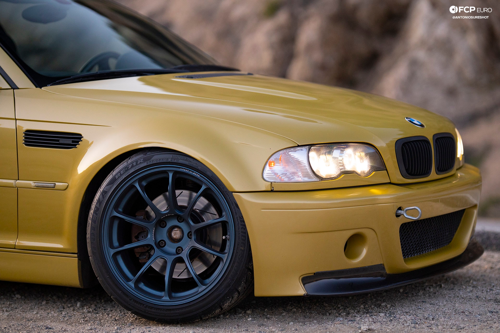 M3 BMW E46 Phoenix Yellow Volk Racing ZE40 Eibach Rays EOSR1974