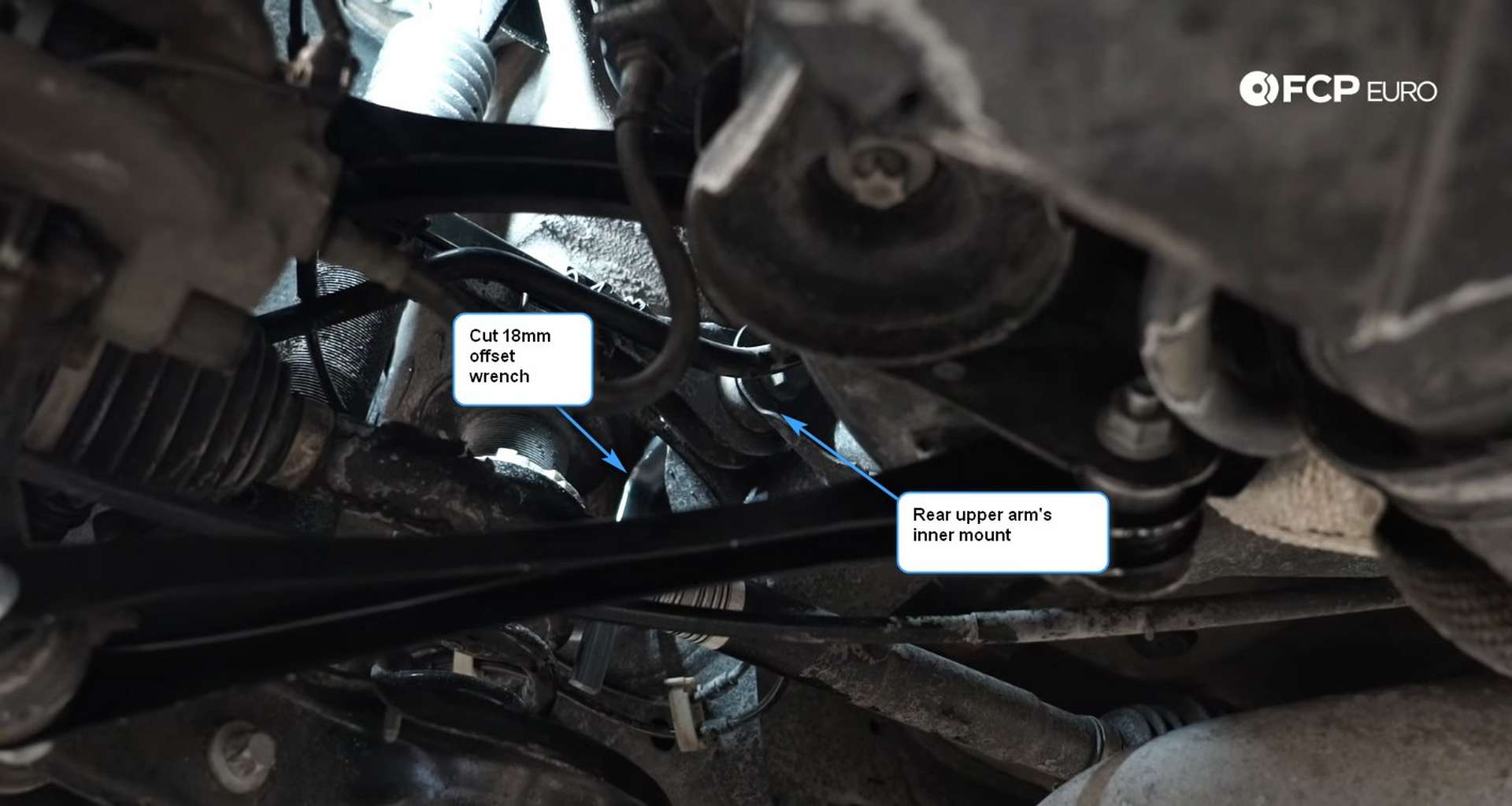 DIY BMW F30 Rear Control Arm Replacement rear upper arm's inner mount with the cut wrench