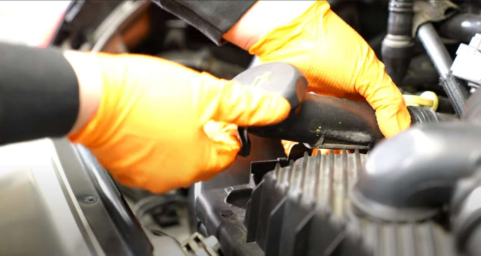 Porsche 996 Accessory Belt Drive System Replacement unplugging the mass airflow sensor