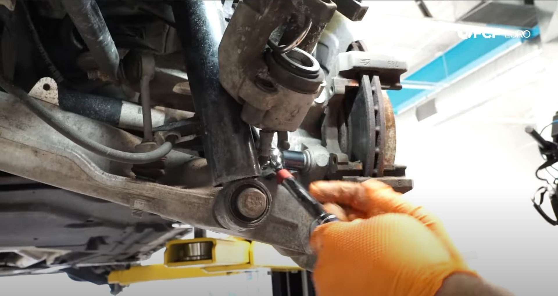 DIY BMW F15 X5 F16 X6 Brake Service removing the rear caliper bracket bolts