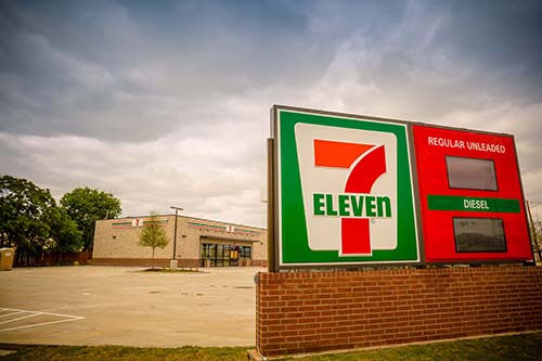 A closeup of 7-Eleven® gas sign