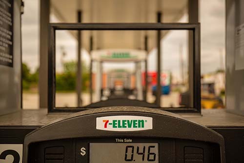 A closeup of 7-Eleven® gas pump