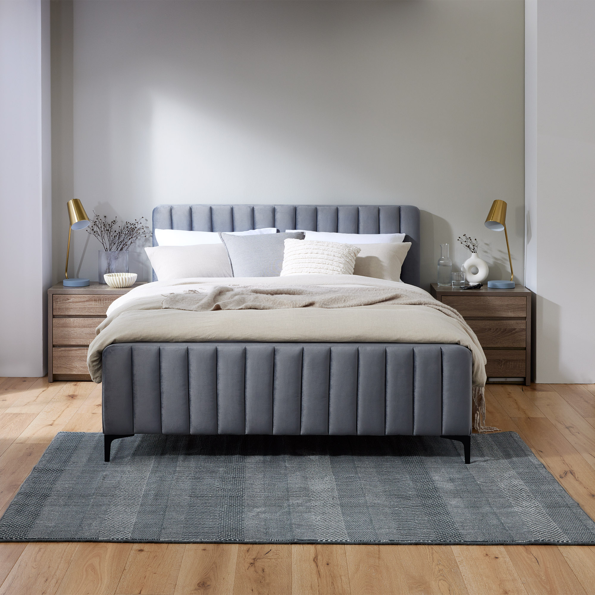Patrice Bed Frame, Grey- Forty Winks