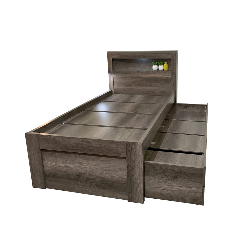 Arc Captain Bookend King Single Bed Frame W/Trundle & 3 Drawers Forty