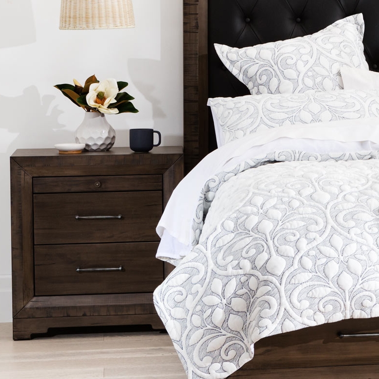 Bowen Bedside Table (2 Drawer & Shelf) Forty Winks