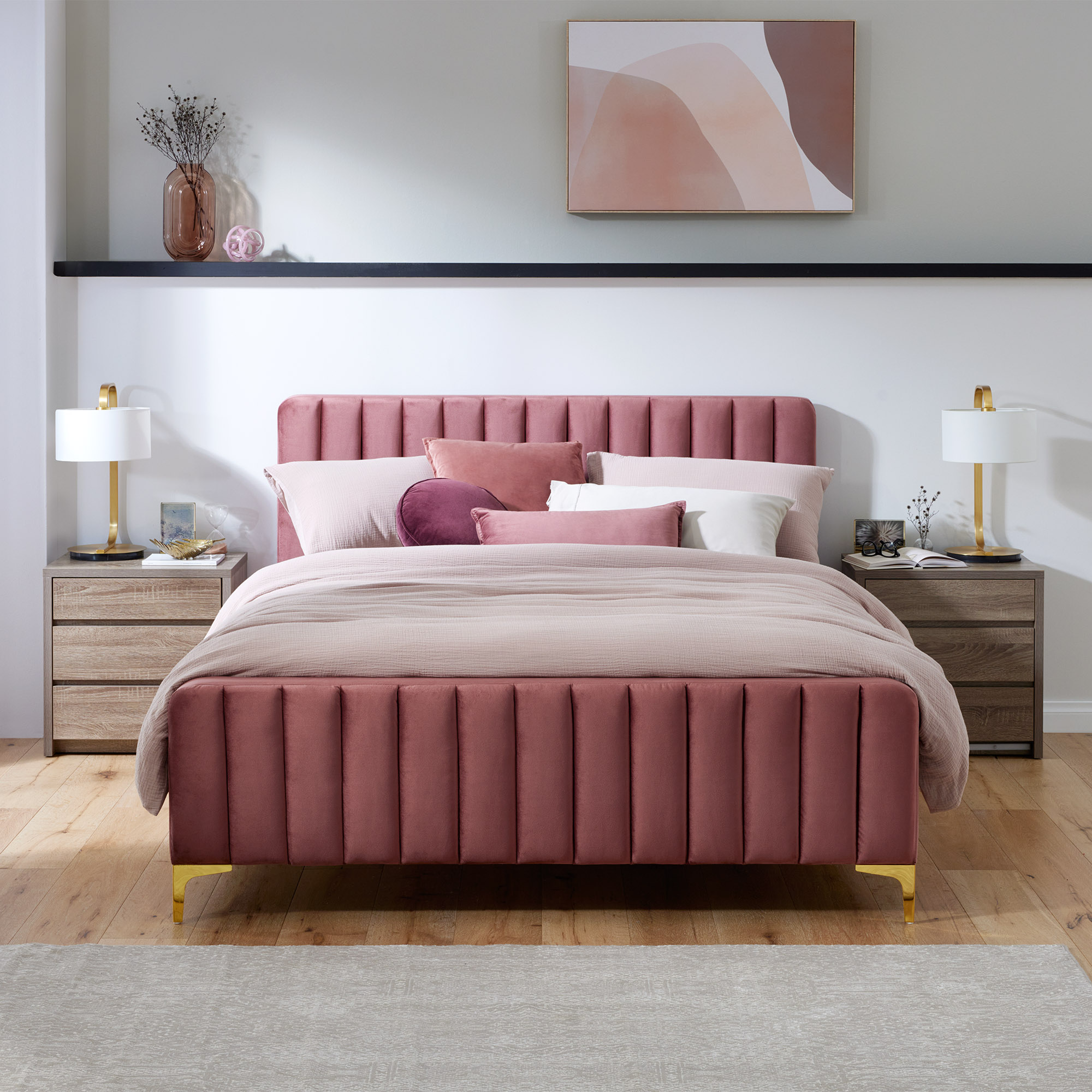 Patrice Bed Frame, Dusty Rose- Forty Winks