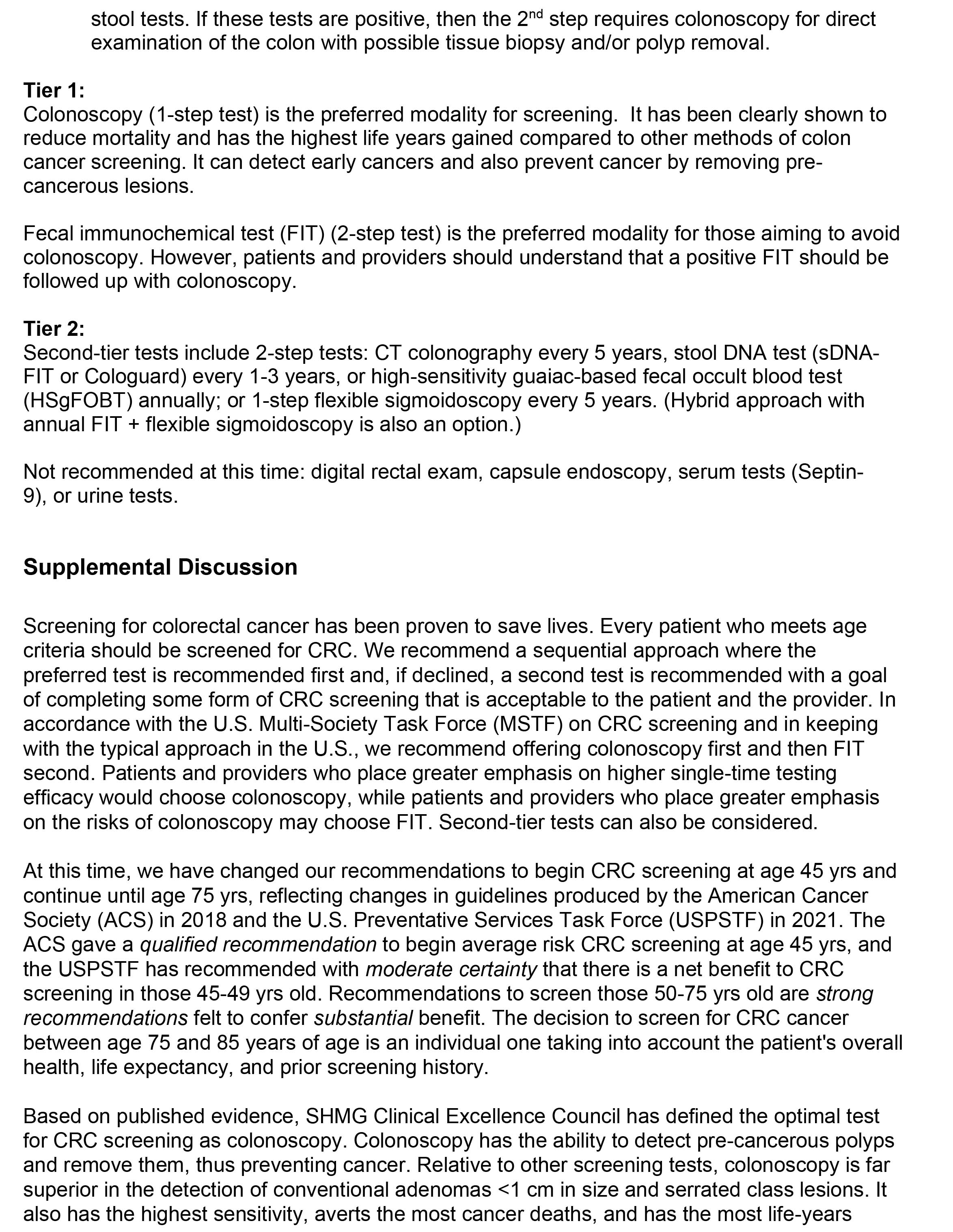 colorectal cancer screening guideline page three