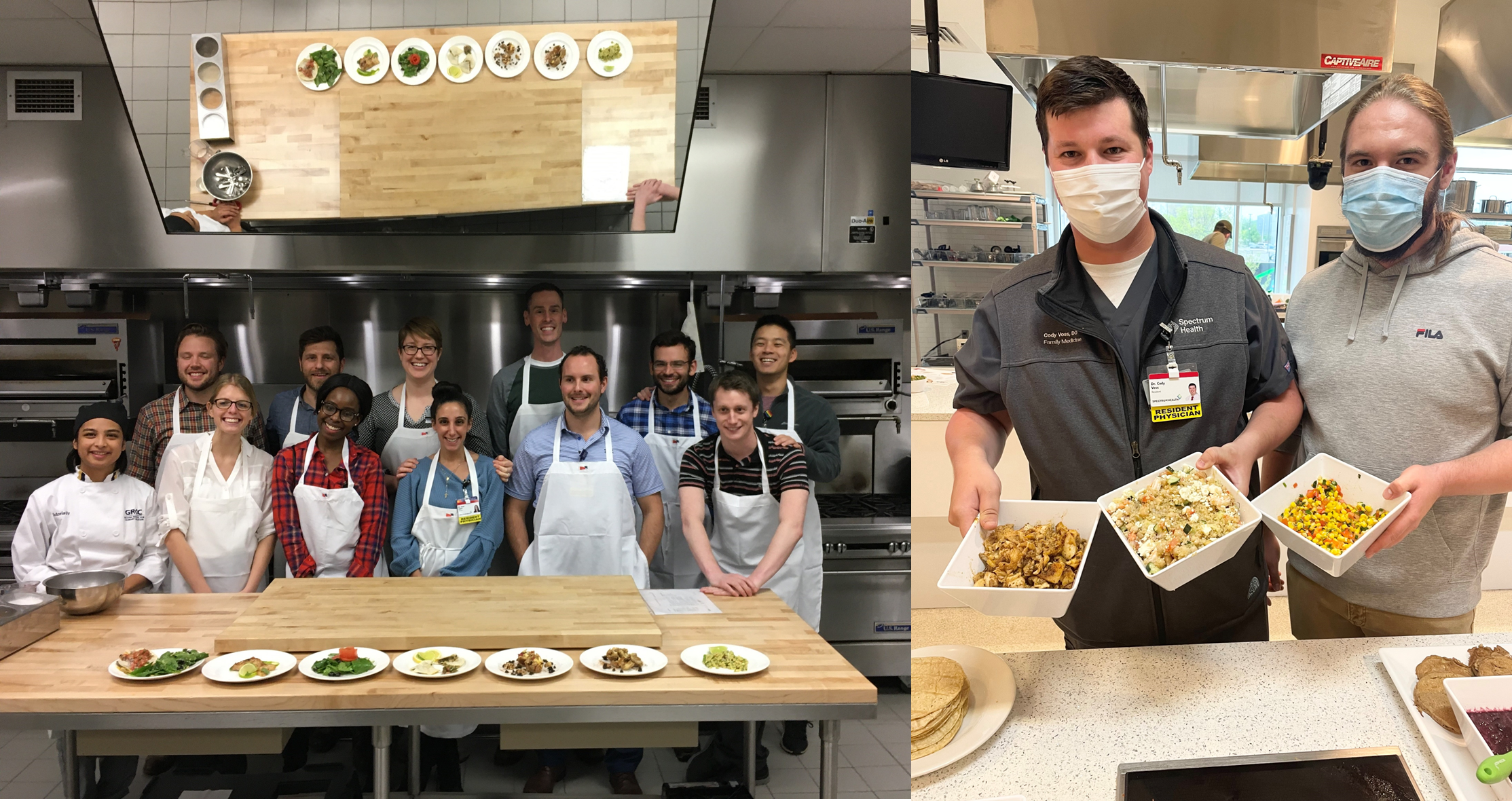 Two photos of residents learning during culinary medicine curriculum
