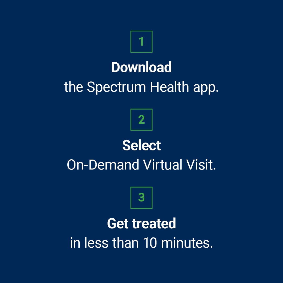 Text step instructions for scheduling a virtual visit.