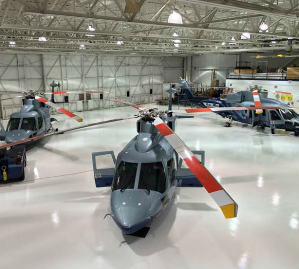 Aero Med helicopters inside hangar